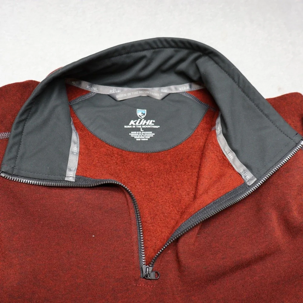 Kuhl Revel Sweater Mens Large‎ Red 1/4 Zip Pullover Fleece Knit Outdoor Hiking